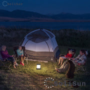 solar pillar light being used as multipurpose camping light