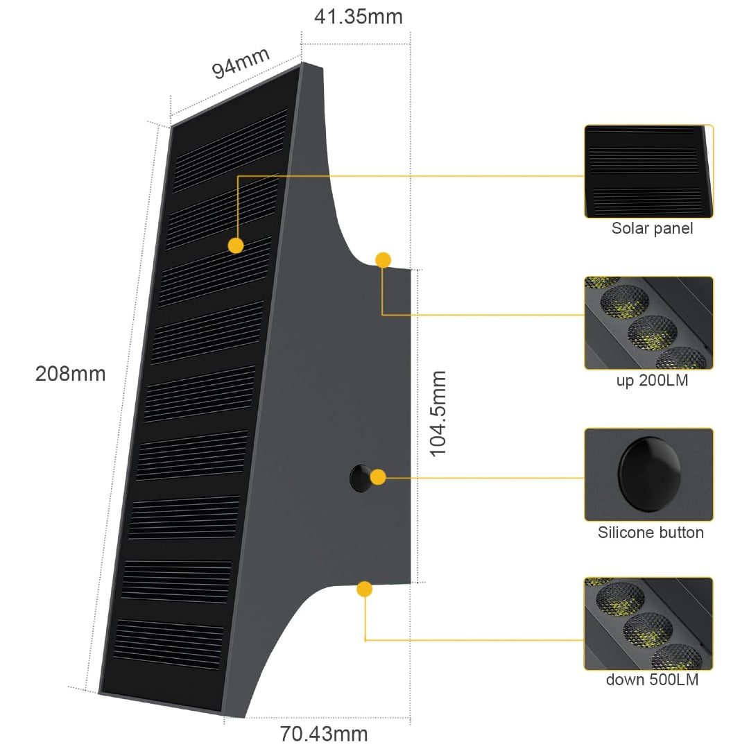 dimensions detail of solar light