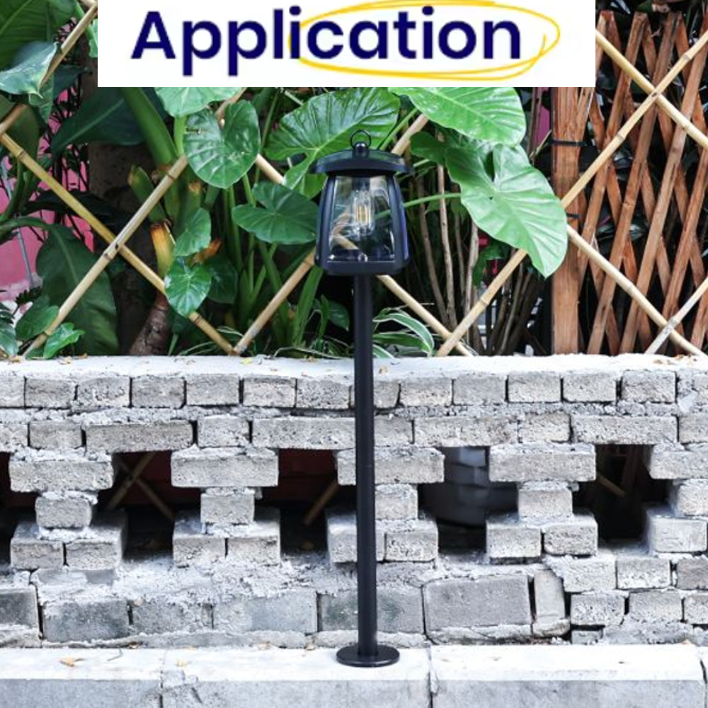 solar garden light on a landscaoe