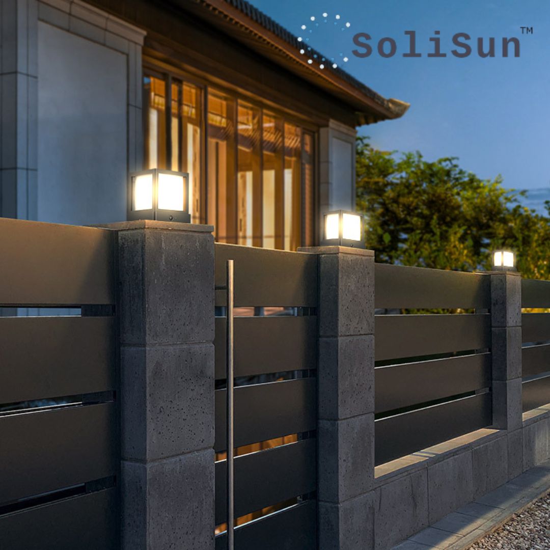 Solar gate lamp on a pillar