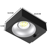 Black square recessed solar light with dimensions labeled on a white background