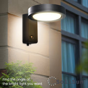 Modern solar wall lights mounted on an exterior brick wall