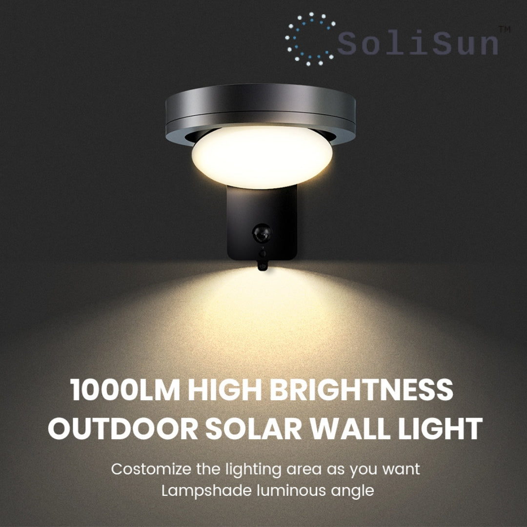 Modern solar wall lights mounted on an exterior brick wall
