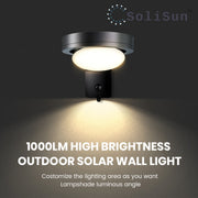 Modern solar wall lights mounted on an exterior brick wall