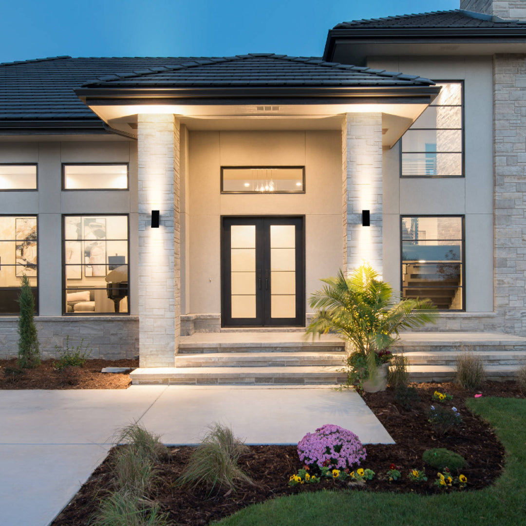 solar wall light on a home