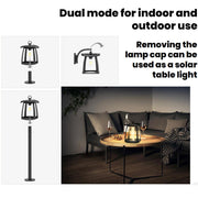 SoliSun solar LED pillar light dual mode for indoor and outdoor use, removing the lamp can be used a solar table light