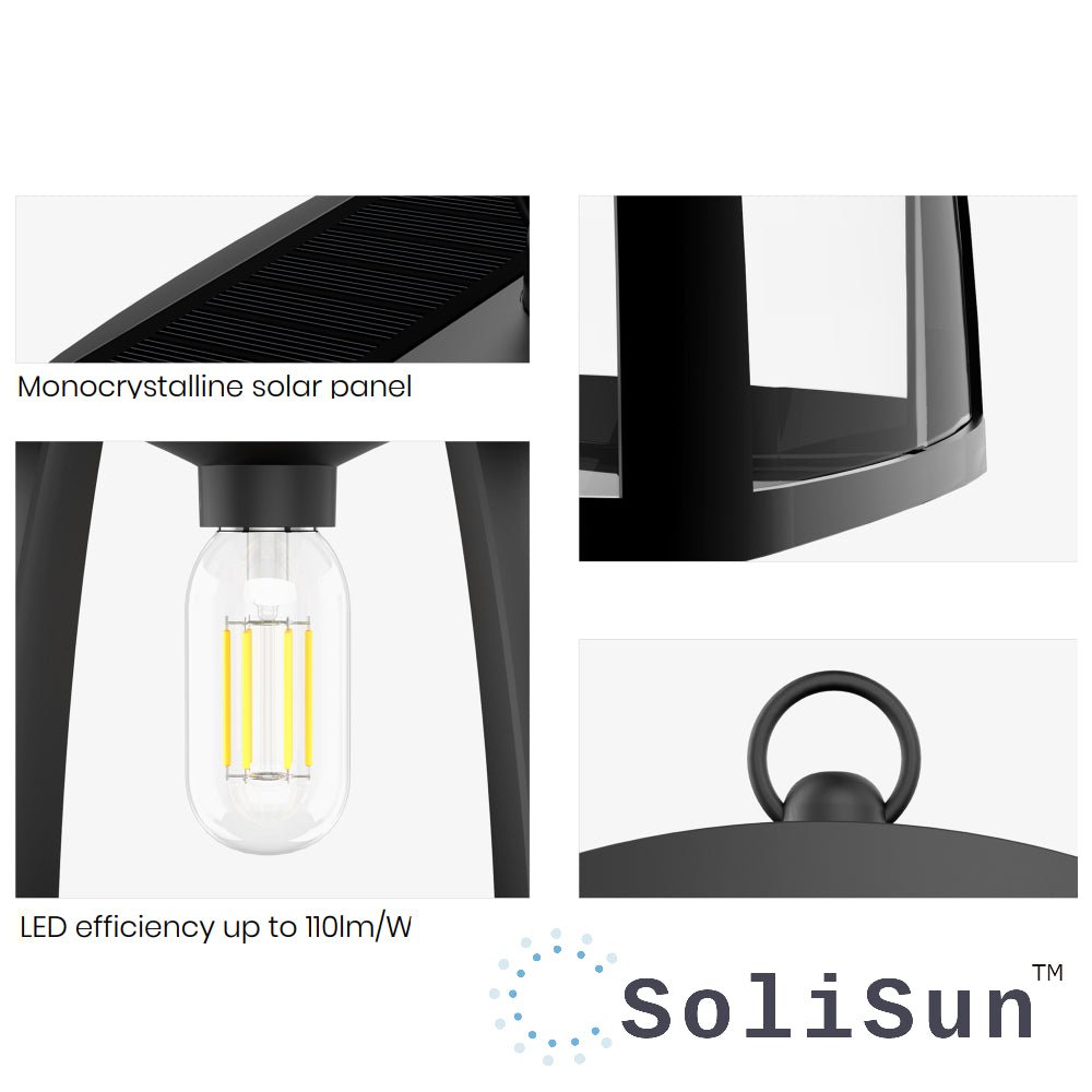 SoliSun solar pillar light close up of features