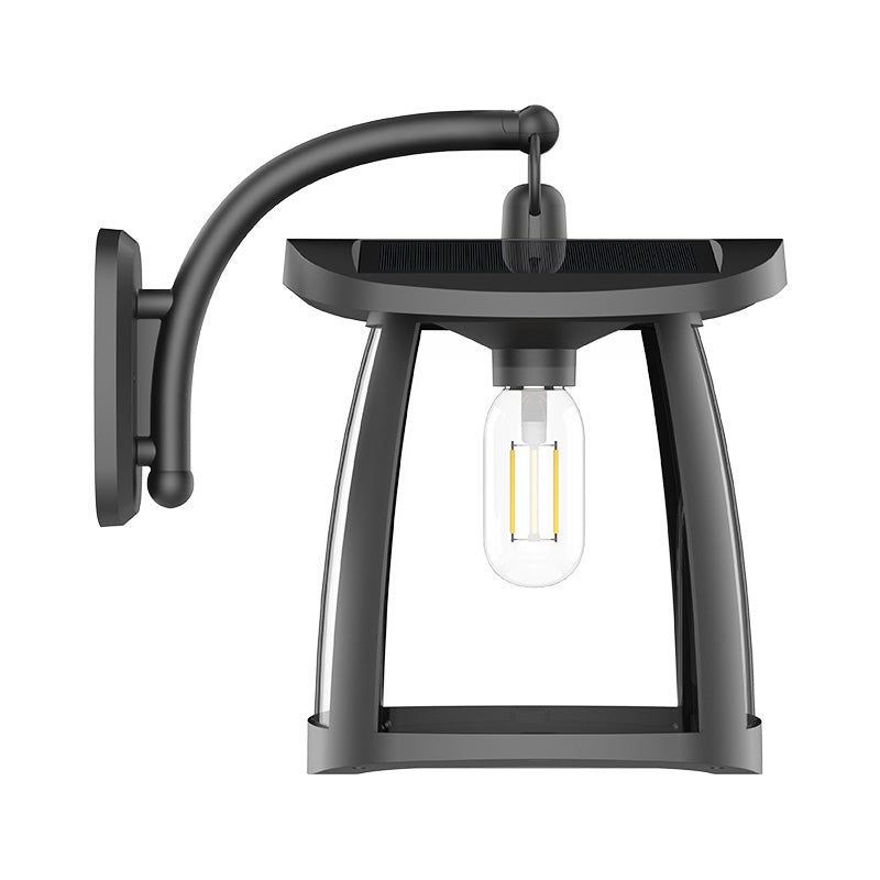 SoliSun solar powered antique-style wall light in black, featuring a LED Filament Light Bulb for outdoor illumination