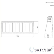 solar up down wall light dimensions diagram in mm