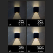 Lighting fixture with different brightness levels on a gray background