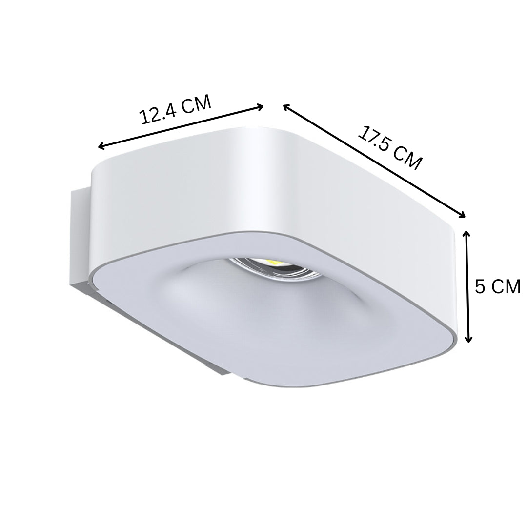 Square ceiling light fixture with dimensions labeled on a white background