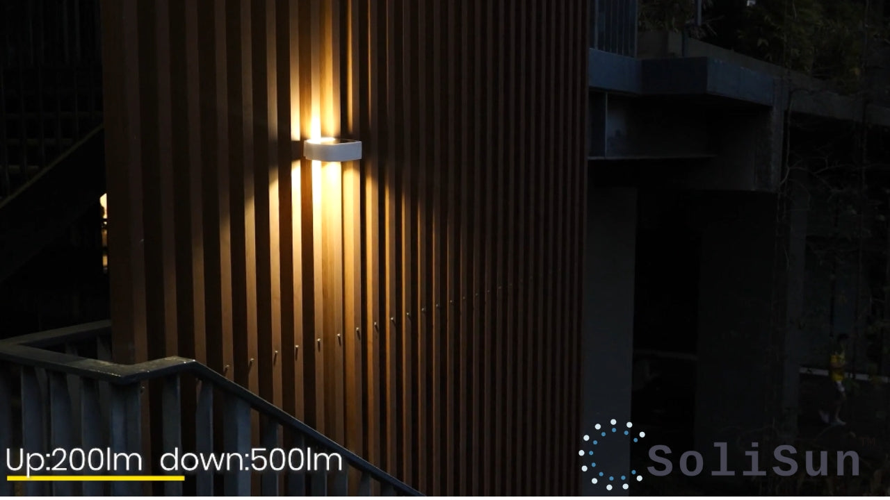 solar up and down Wall light fixture on a building exterior